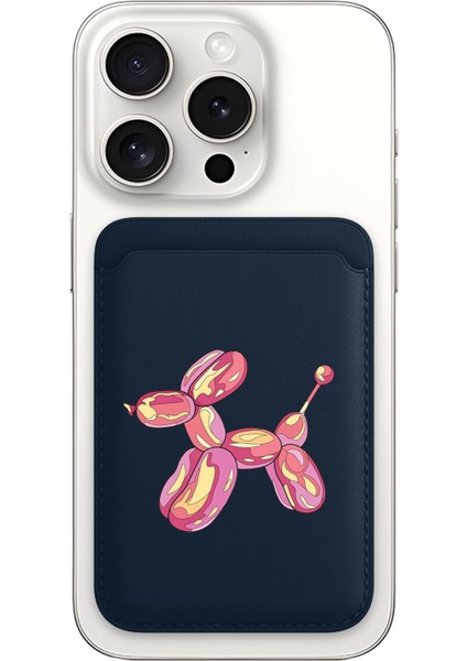iPhone 11 12 13 14 15 16 17 Pro Max Plus Air Magsafe Mıknatıslı Lacivert Kartlık Balon Köpek