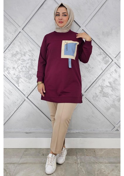 Kadın Kombinli Sallantı Aksesuar Detaylı Tesettür Tunik modelleri