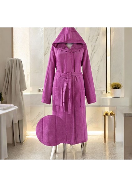 Lorien Pamuklu Kapüşonlu Midi Boy Bornoz