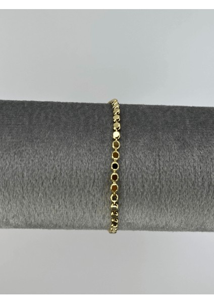 14 K Renginde Minimal Daire Şekilli Gold Bileklik