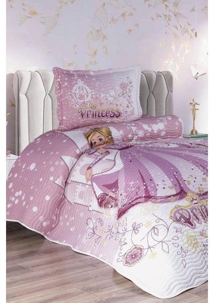 Solenya Baskılı Kapitoneli Tek Kişilik Yatak Örtüsü Pembe