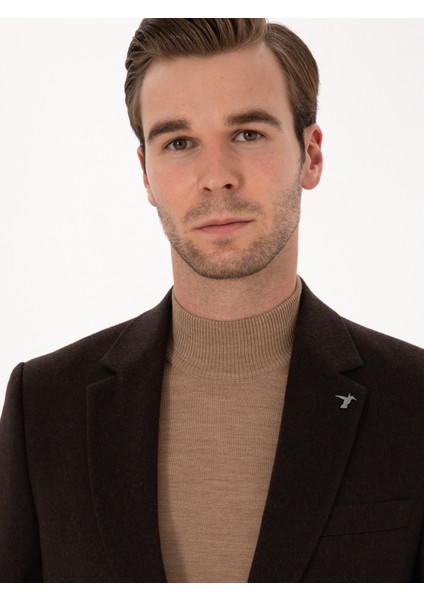 Erkek Kahverengi Slim Fit %100 Kaşmir Flanel Ceket 50314254-VR029 fiyatları