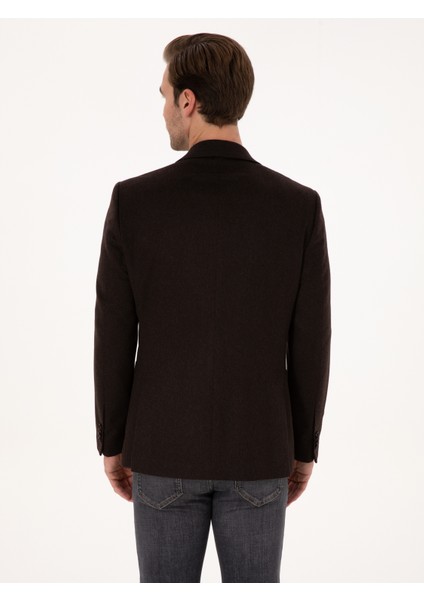 Erkek Kahverengi Slim Fit %100 Kaşmir Flanel Ceket 50314254-VR029 indirimleri