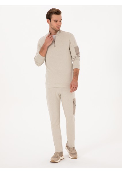 Erkek Bej Slim Fit Kargo Cepli Paçası Düz Eşofman Altı 50309820-VR011 modelleri