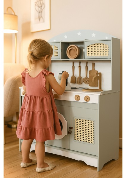 Ahşap Boyalı Oyuncak Mutfak ve Çaydanlık Tencere Tava Seti ( 1 LED Aydınlatma Hediyeli) modelleri