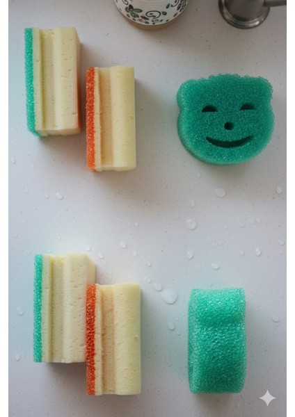 ( 2 + 1 ) Çift Yüzeyli Oluklu + Tek Yüzeyli Scrub Temizlik ve Bulaşık Süngeri.2+1 Adet fiyatları