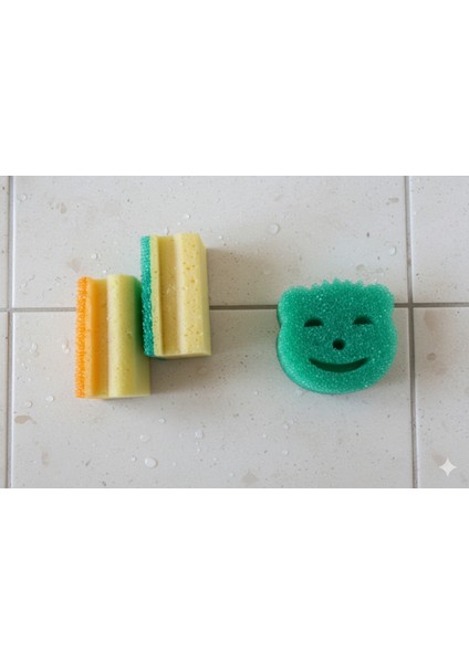 ( 2 + 1 ) Çift Yüzeyli Oluklu + Tek Yüzeyli Scrub Temizlik ve Bulaşık Süngeri.2+1 Adet modelleri