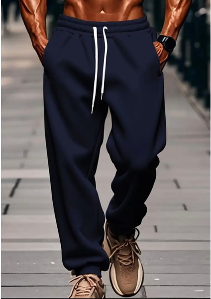 Büyük Beden Özel Tasarım Düz Renk %100 Pamuk 3 Iplik Tam Kışlık Hip Hop Rahat Erkek Eşofman Altı