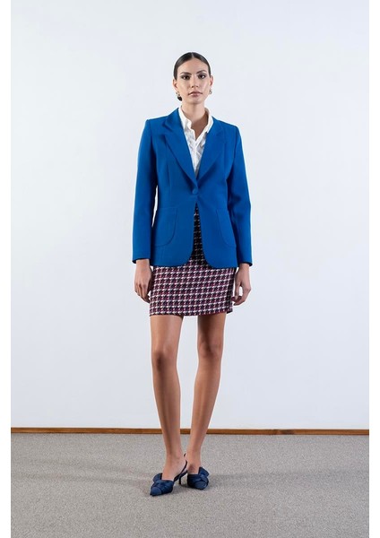 Corinta Mono Yaka Büyük Cepli Ceket Saks