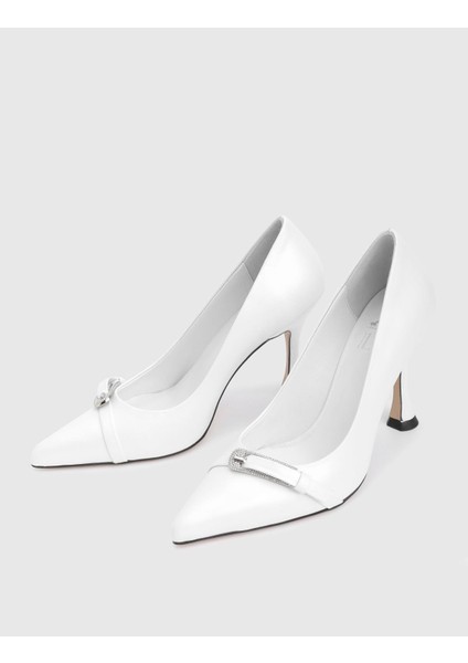 Puerto Hakiki Deri Beyaz Kadın Topuklu Ayakkabı fiyatları