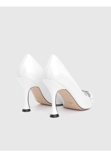 Puerto Hakiki Deri Beyaz Kadın Topuklu Ayakkabı fırsatları