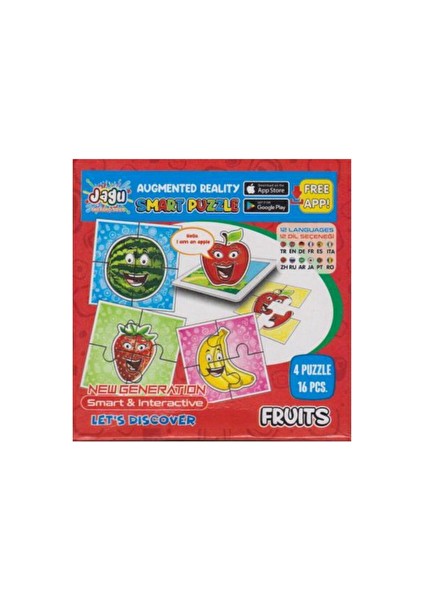 4 Adet Puzzle Jagu Mini Meyveler 16 Prc Akar