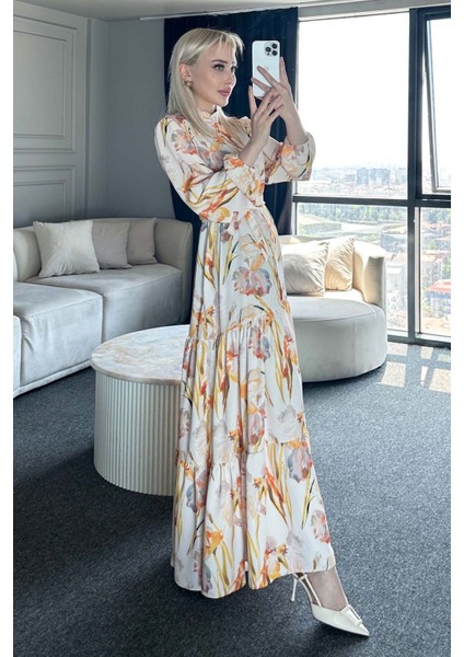 Kadın Bdart Düğmeli ve Kuşak Detaylı Bisiklet Yaka Maxi Elbise Kehribar Sarısı fırsatları