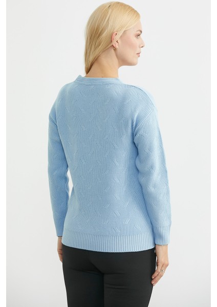 Metal Düğmeli Oversize Triko Hırka - Mavi indirimleri