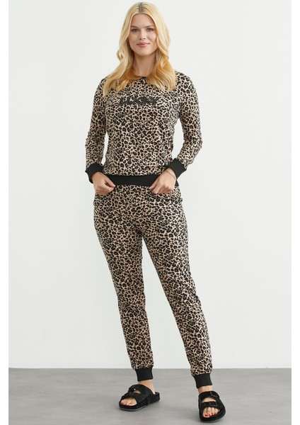Leopar Desenli Pijama Takım - Kamel fırsatları