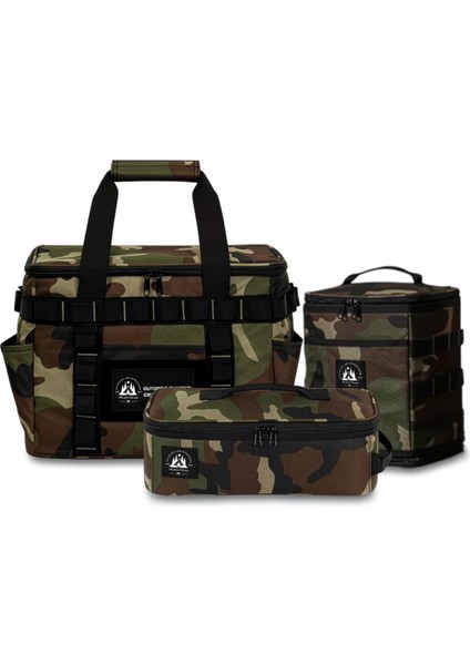 Gr1 Camo 3'lü Kamp Malzeme Çantası Seti