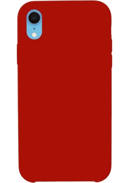 Ggm Aksesuar iphone Xr (6.1) Inç Içi Kadife Lansman Silikon Kılıf Şok Emici Full Kasa Koruma Sağlayan Kılıf -Silicone Compatible With Xr Gel Rubber Full Body Protection Cover (Kırmızı)