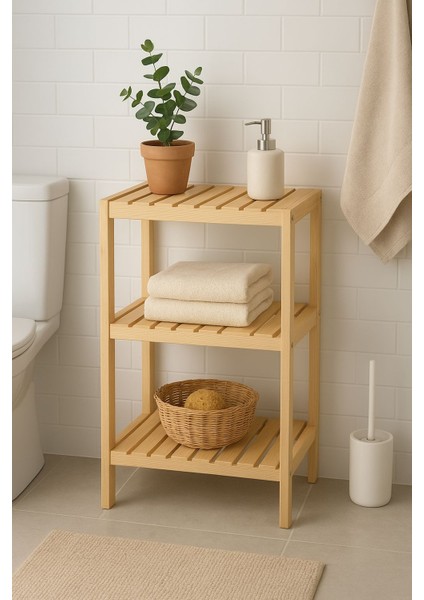 Çok Amaçlı 3 Katlı Ahşap Raf