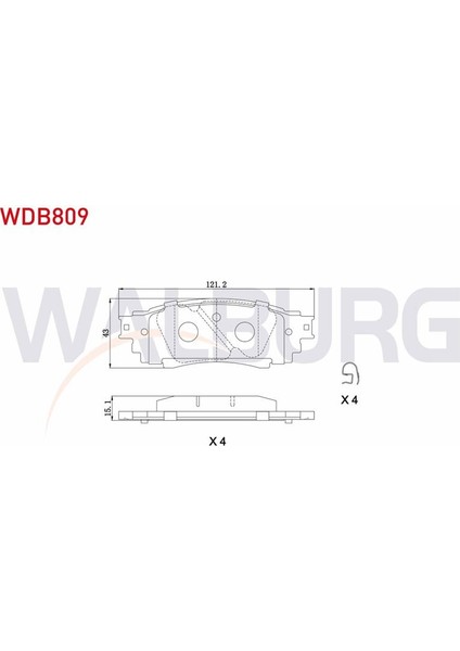 WALBURG-WDB809 - Fren Balata Ikazlı Arka Toyota C-Hr 1.2 T - 1.8 Hybrid 2016-/ Lexus Rx (_L2_) 2.0 T - 3.5 T 2015- /