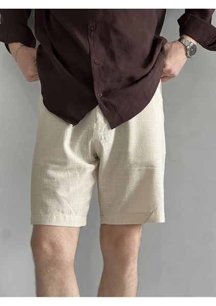 Erkek Old Money Pamuklu Keten Karışımlı Relax Fit Şort &bermuda fırsatları