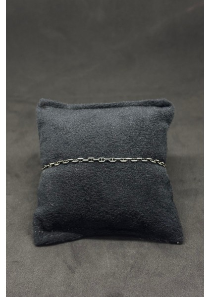 Ince Siyah Gümüş Zincir Bileklik