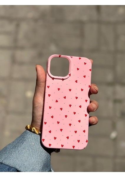 15 Ile Uyumlu Desen Tasarımlı Yüksek Kalite Lansman Içi Kadife Kılıf (Şeker Kırmızı Kalp)