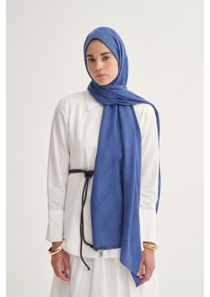 Simetrik Jakar Italyan Ipekli Şal Indigo indirimleri