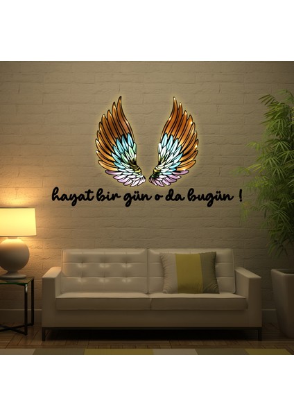 Epoksili Kişiye Özel Renkli Melek Kanadı Figürlü Tablo Dekoratif Duvar Dekorlu Gece Lambası indirimleri