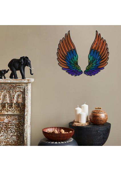 Epoksili Kişiye Özel Renkli Melek Kanadı Figürlü Tablo Dekoratif Duvar Dekorlu Gece Lambası