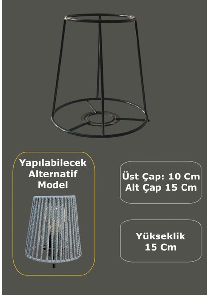 Konik Aplik Teli , Iskeleti Siyah Statik Boyalı E27 (Çap 10 Cm)