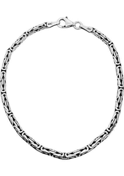 Yuvarlak Kral Gümüş Zincir Erkek Bileklik – 3 mm