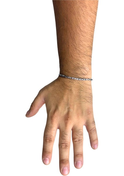 Yuvarlak Kral Gümüş Zincir Erkek Bileklik – 3 mm fiyatları