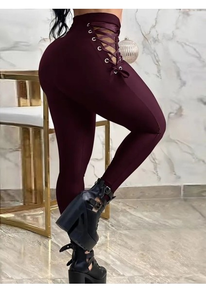 Eyesof Kadın Yüksek Bel Çapraz Bağcıklı Tül Detaylı Dalgıç Tayt fiyatları