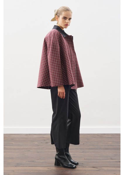 Kontrast Yakalı Trençkot Ekose