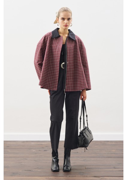 Kontrast Yakalı Trençkot Ekose fiyatları