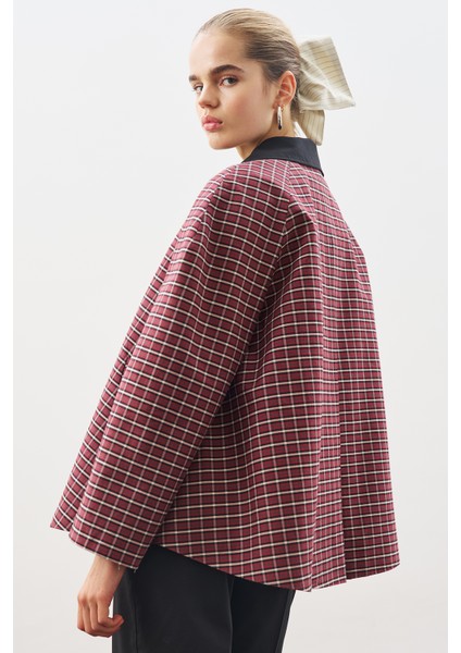 Kontrast Yakalı Trençkot Ekose