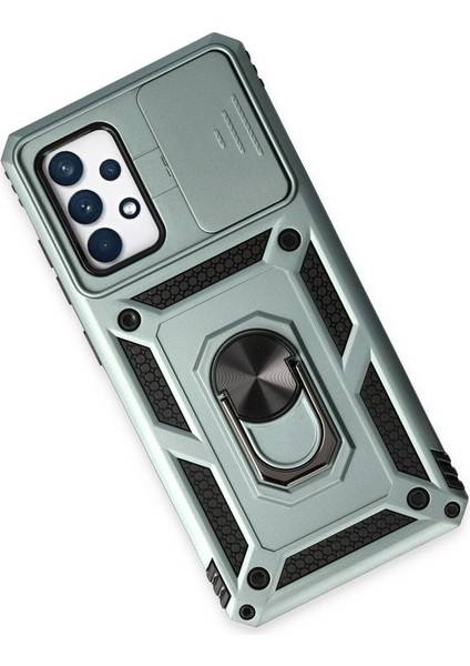 Nrzsnt Newface Samsung Galaxy A52 Kılıf Pars Lens Yüzüklü Silikon - Yeşil modelleri