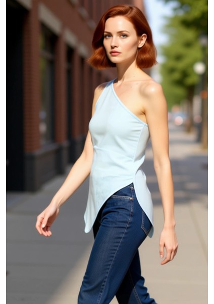 Asimetrik Kesim %100 Keten Bluz Kadınlar Için Şık ve Rahat Seçenek Kaliteli Şık Rahat Modern modelleri