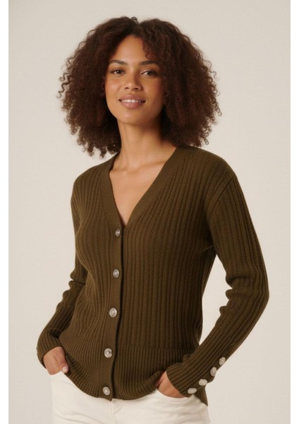 Kadın Saç Örgü Hırka Taba 25237