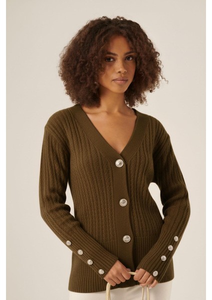 Kadın Saç Örgü Hırka Taba 25237 modelleri