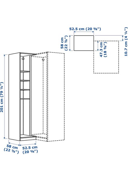 Ek köşe ünitesi, koyu gri, 53x58x201 cm fiyatları