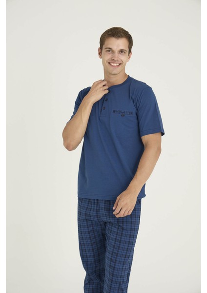 Erkek Kısa Kollu Midi Yaka Yazlık Pijama Takımı 2118 indirimleri