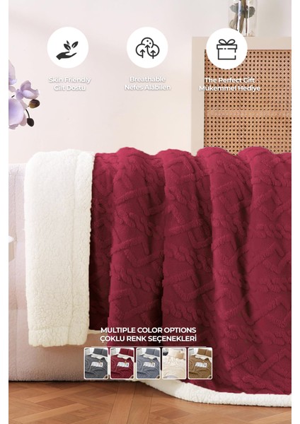 Pufly Jakar Sherpa Battaniye Seti Çift Kişilik 3 Parça Yumuşak Peluş Wellsoft Yatak Örtüsü modelleri