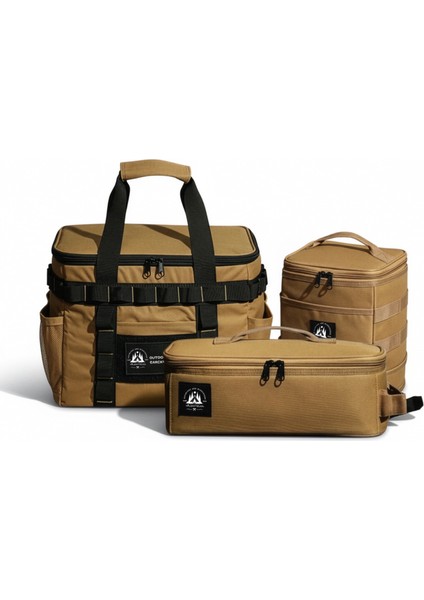 Gr1 Khaki 3'lü Kamp Malzeme Çantası Seti