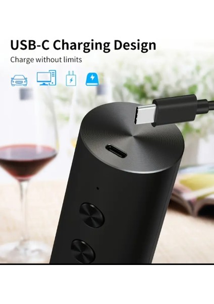 Otomatik Tirbuşon Şarap Şişe Aktarması Vakum Tıkacı ve Saklama Ünitesi ile Şarj Edilebilir Elektrikli Şarap Açacağı Tip-C Şarj ile Çalışan Otomatik Mantar Çözücü