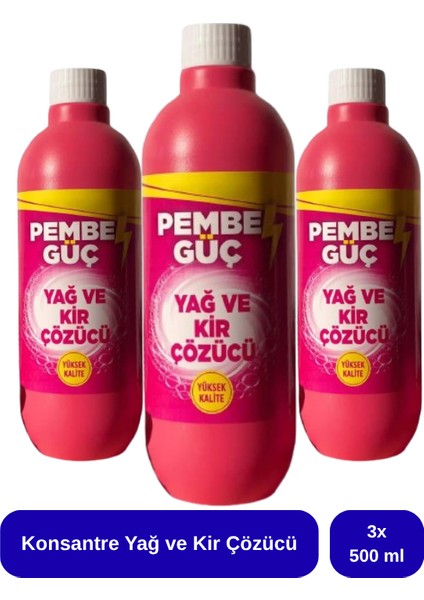 Konsantre Yağ ve Kir Çözücü 500 ml x 3 Adet