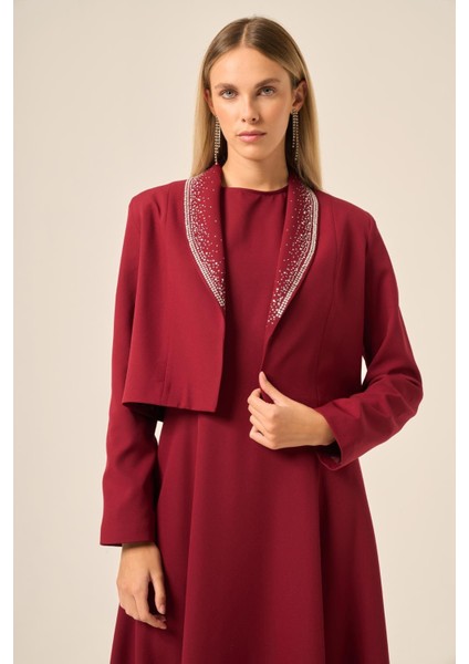 Kadın Ceket Elbise Takım Bordo 31210 fırsatları