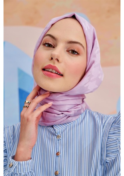 Kazayağı Jakar Italyan Ipekli Şal Lila