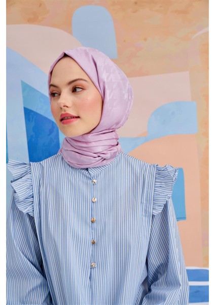 Kazayağı Jakar Italyan Ipekli Şal Lila