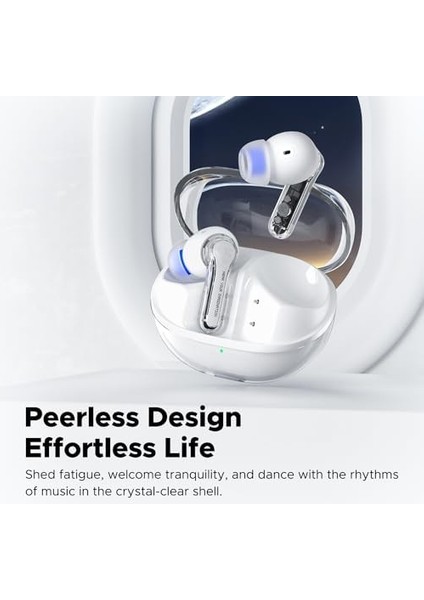 Clear Beyaz Bluetooth Kulaklık, Kablosuz Kulak Içi Kulaklık, Bluetooth 5.3, 40 Saat Oynatma Süresi, 12 mm Sürücü ve Enc&apos;li Çift Mikrofon, Net Aramalar, Oyun Modu, Uygulama Kontrolü fiyatları
